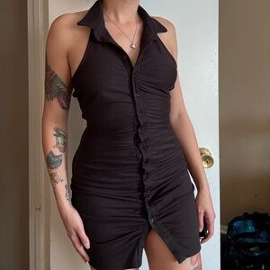 Better Be Black Button-Up Mini Dress